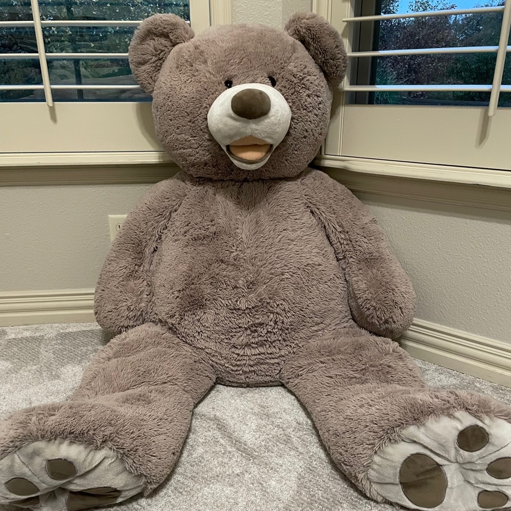 MEGA GREY PLUSH TEDDY BEAR